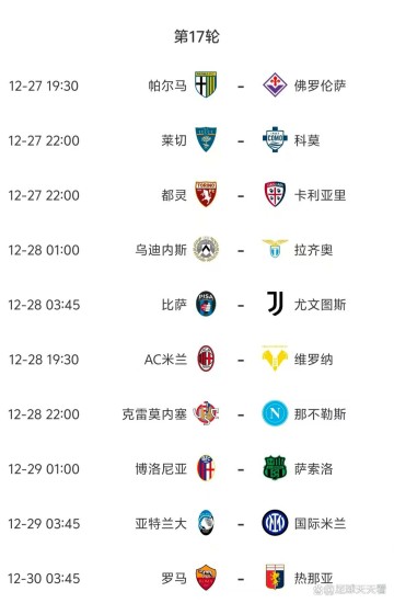 意甲第17轮今晚开打,赛事全预测,有3场爆冷概率较大